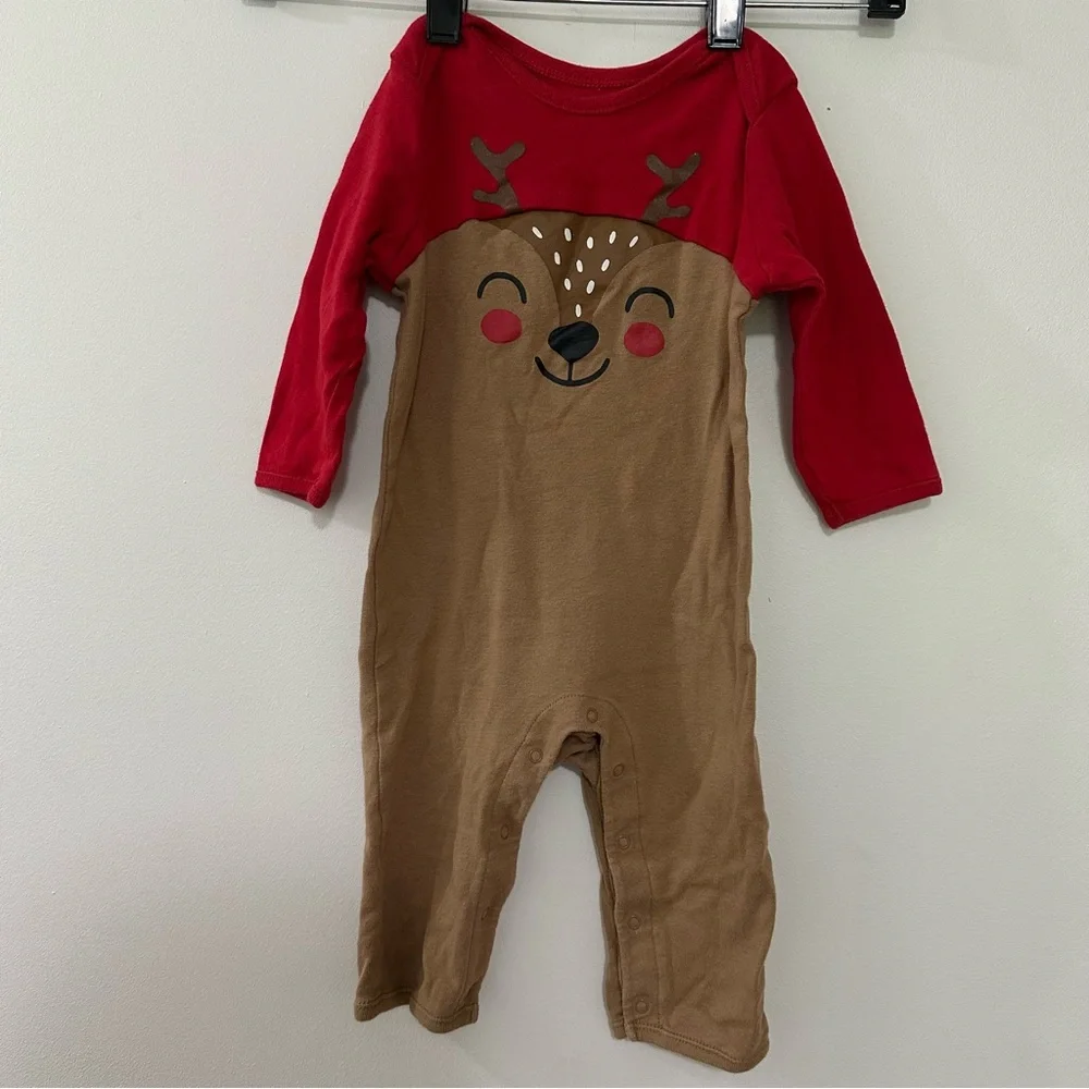Old Navy Christmas Long Sleeve Uni-sex One Piece Outfit 6-12 Month bundle‎ of 2